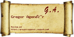 Gregor Agenór névjegykártya